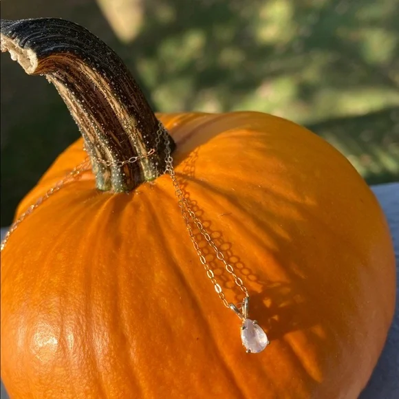 Dainty 14K Yellow Gold Montana Sapphire Pendant on Dainty 14K Chain - Picture 1 of 17